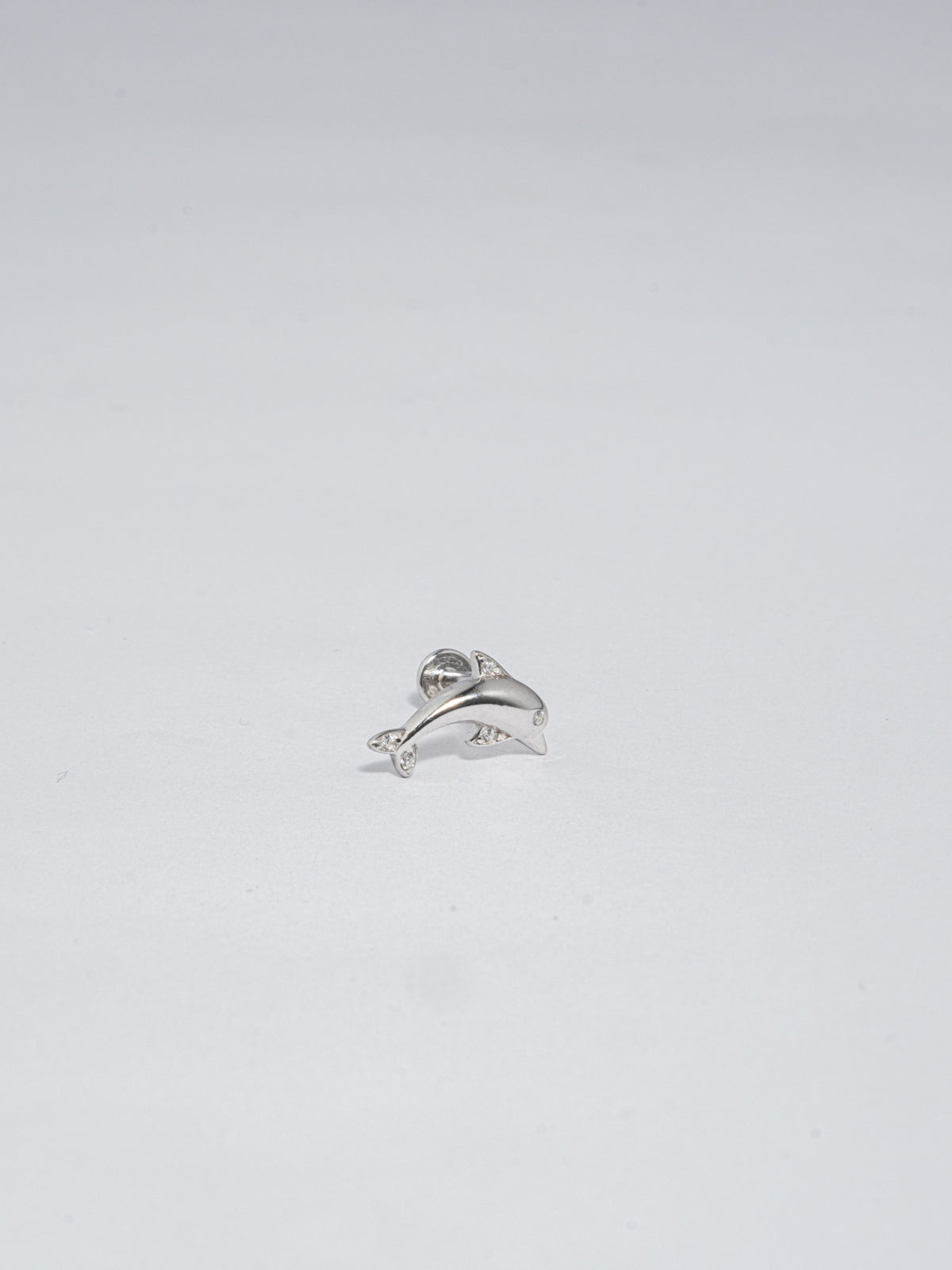 Piercing Delfín Plateado Zircón