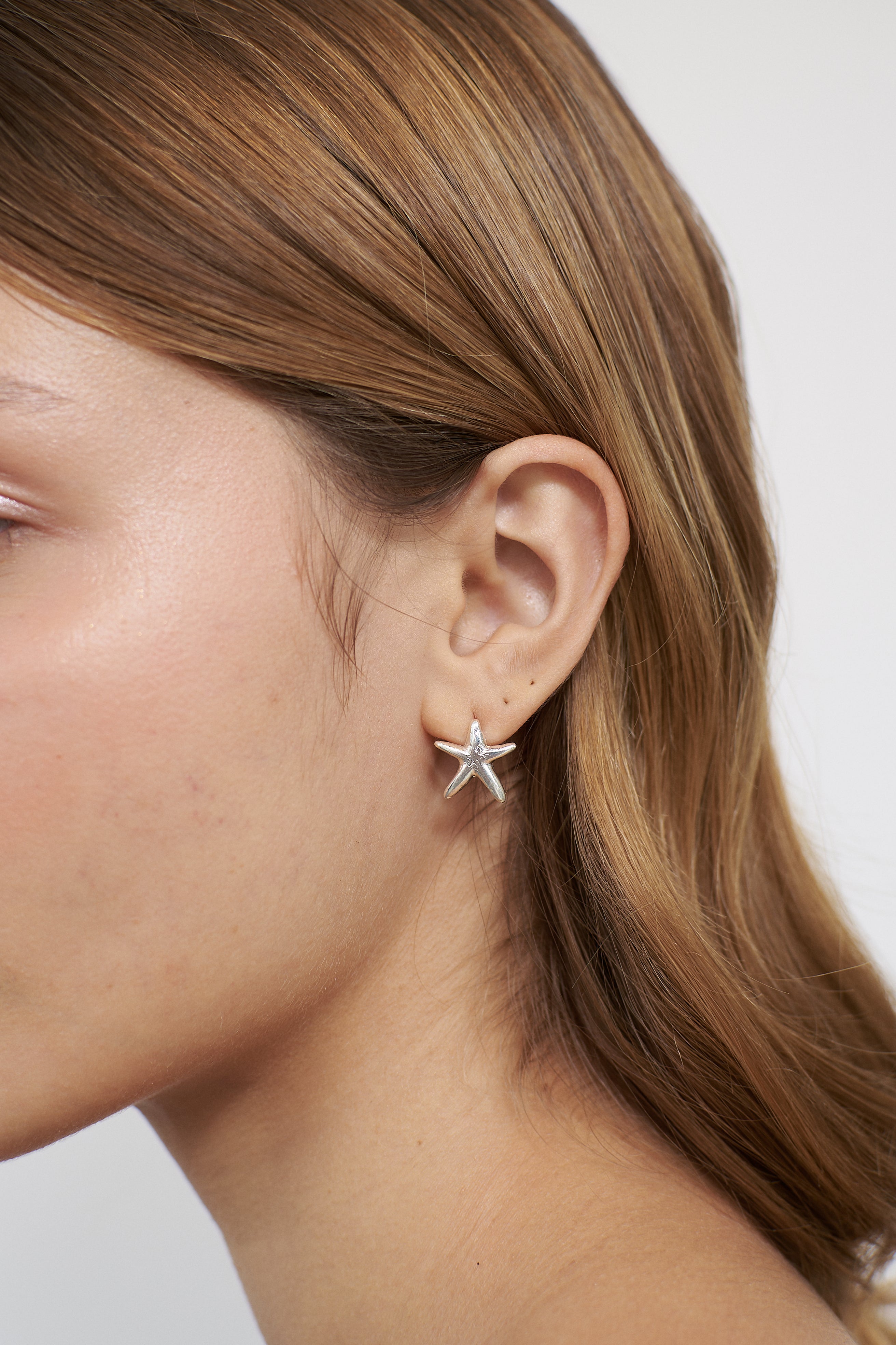 Aretes Una estrella de mar mini plateado